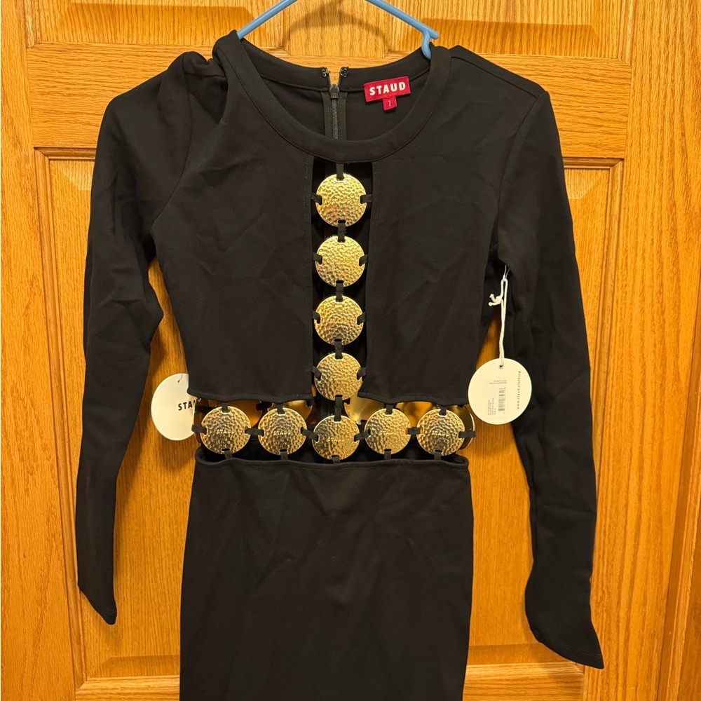 NWT STAUD Delphine Dress Black 2 - Picture 2 of 4